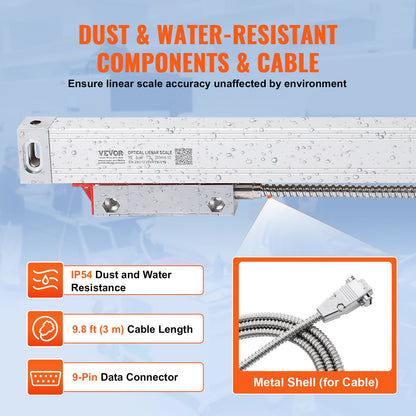 Digital Readout 250 & 500 & 600 mm Linear Scale 3 Axis DRO Display Kit Support Pin Knife Holder Plate Housing Clock Power Cable Holder Clock Coin Butterfly Screw Cover Ruler