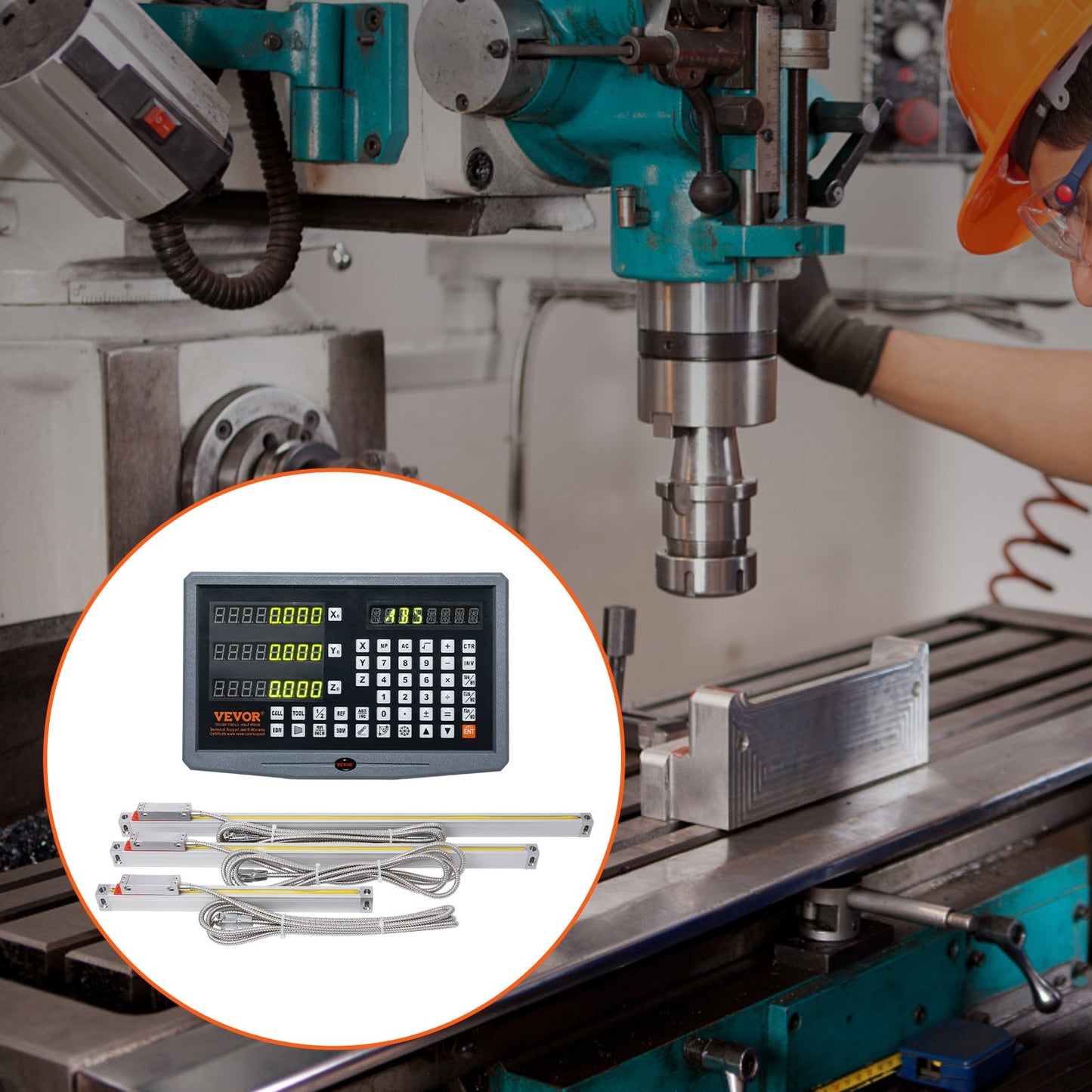 Digital Readout 250 & 500 & 600 mm Linear Scale 3 Axis DRO Display Kit Support Pin Knife Holder Plate Housing Clock Power Cable Holder Clock Coin Butterfly Screw Cover Ruler