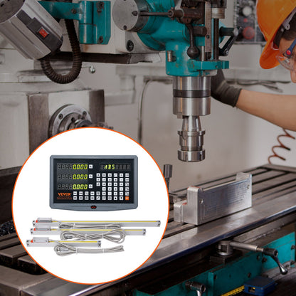 Digital Readout 250 & 500 & 600 mm Linear Scale 3 Axis DRO Display Kit Support Pin Knife Holder Plate Housing Clock Power Cable Holder Clock Coin Butterfly Screw Cover Ruler