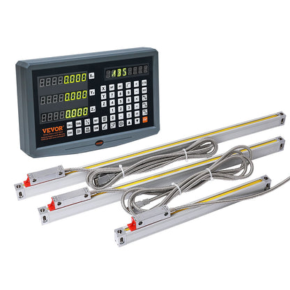 Digital Readout 250 & 500 & 600 mm Linear Scale 3 Axis DRO Display Kit Support Pin Knife Holder Plate Housing Clock Power Cable Holder Clock Coin Butterfly Screw Cover Ruler