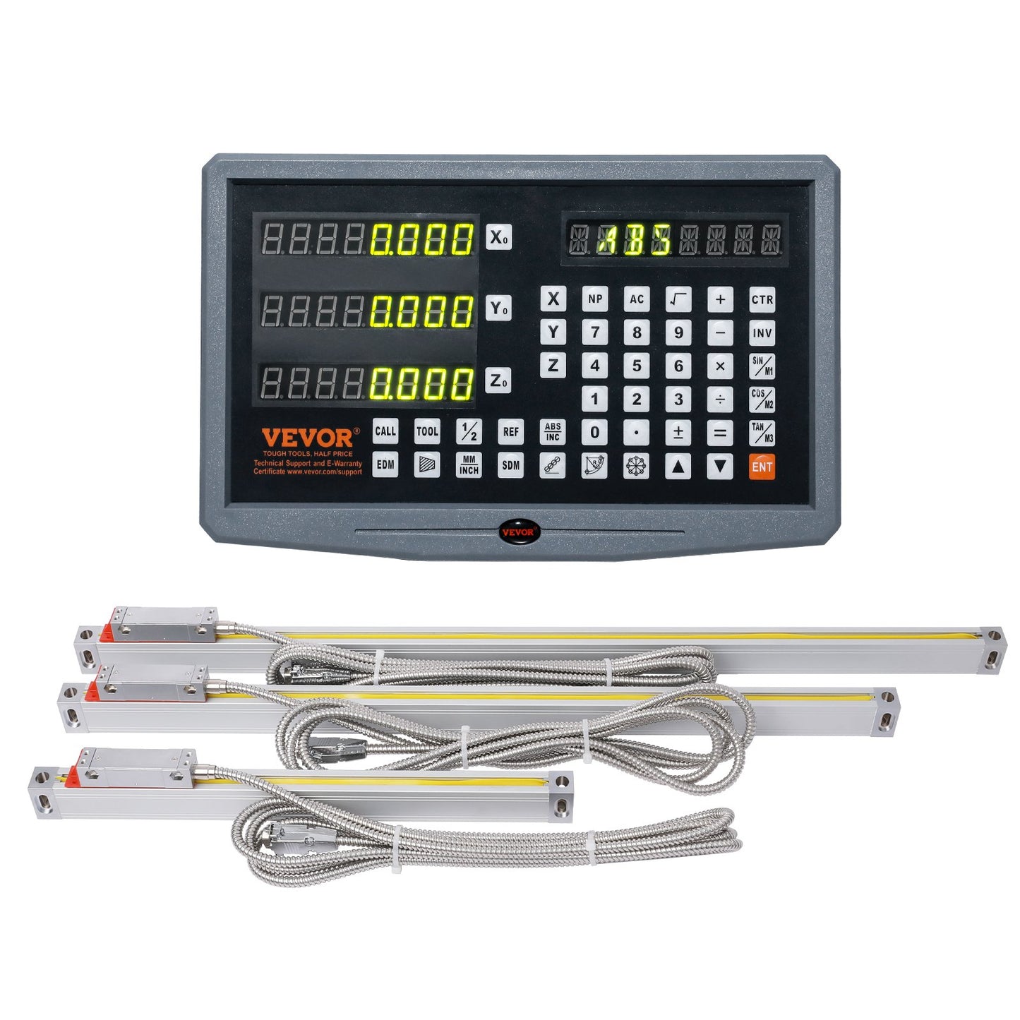 Digital Readout 250 & 500 & 600 mm Linear Scale 3 Axis DRO Display Kit Support Pin Knife Holder Plate Housing Clock Power Cable Holder Clock Coin Butterfly Screw Cover Ruler