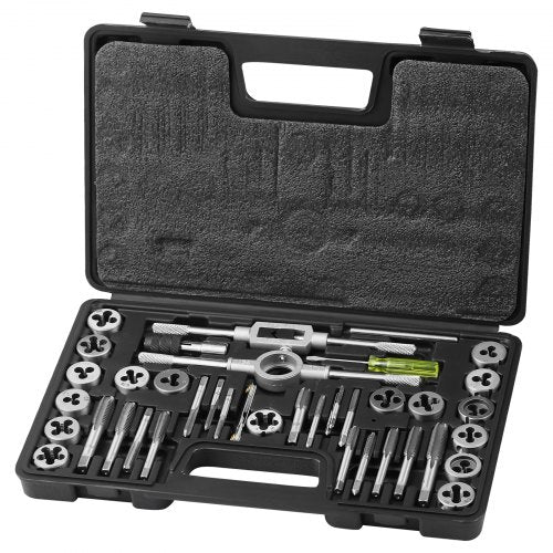 Tap and Die Set, 40-Piece Include Metric Size M3 to M12, Bearing Steel Taps and Dies, Essential Threading Tool for Cutting External Internal Threads, with Complete Accessories and Storage Case