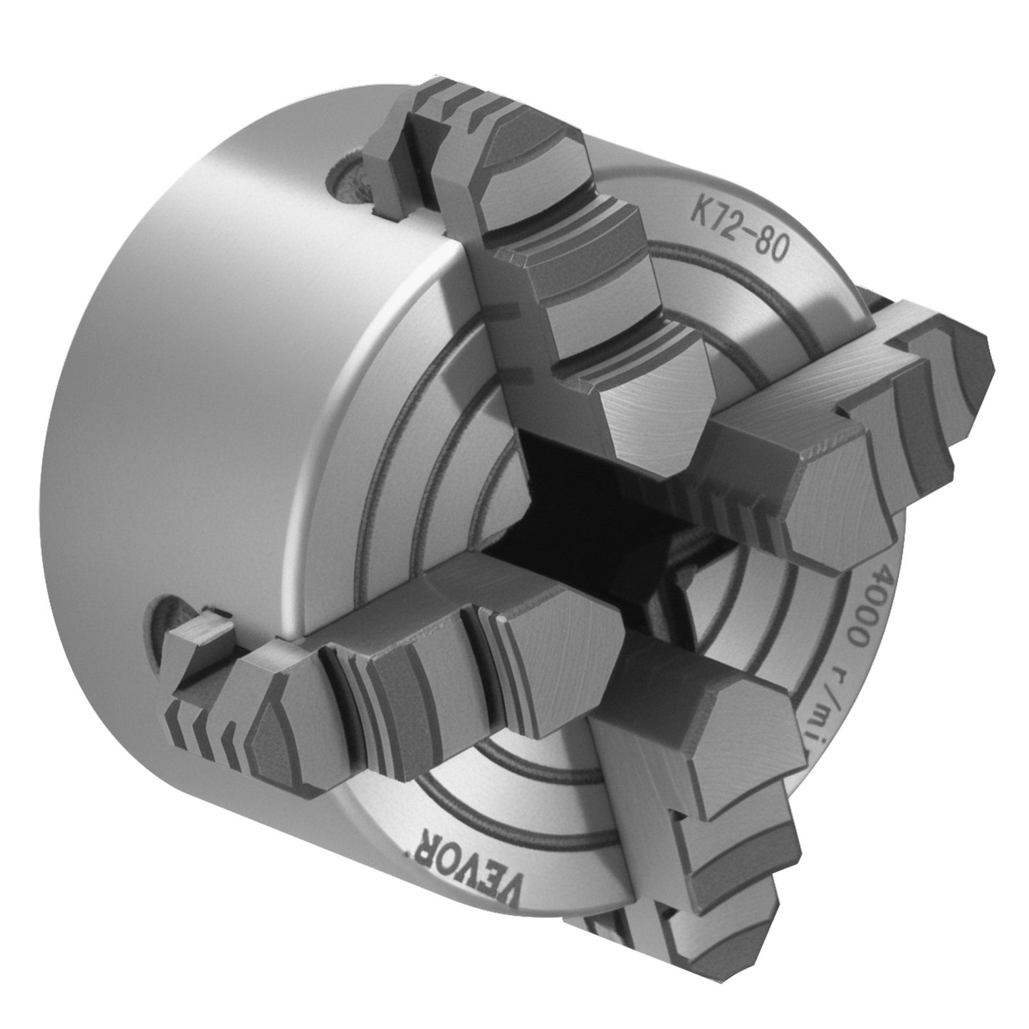 4-Jaw Lathe Chuck, 3 Inch (80 mm), 4-Jaw Chuck, 0.1-3.15 in (5-80 mm) Clamping Range with T-key Fixing Screws Reversible Jaws, HT300 Material, Internal External for Wood Metal Lathe