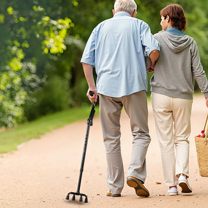 Vierbeiniger Gehstock, 10-fach höhenverstellbar mit stabilem 4-Fuß-Ständer, leichte und tragbare Gehhilfe aus Aluminium für Senioren, Erwachsene, Männer und Frauen, Belastbarkeit: 113 kg