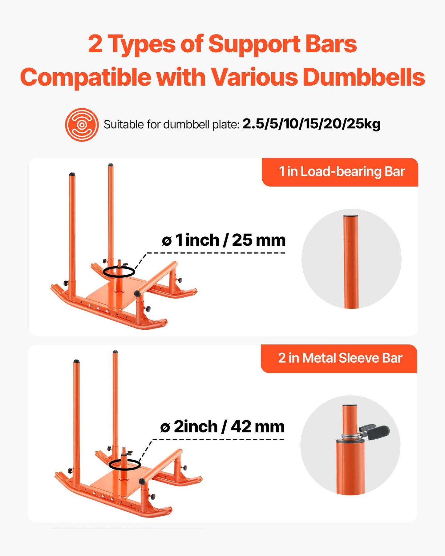 Weight Sled, Steel Power Sled, Fitness Strength Training Sleds for Athletic Exercise Speed Improvement, Workout Fitness Equipment with Handle, Compatible with 25/51 mm Weight Plates, Orange