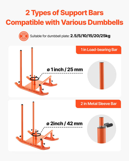 Weight Sled, Steel Power Sled, Fitness Strength Training Sleds for Athletic Exercise Speed Improvement, Workout Fitness Equipment with Handle, Compatible with 25/51 mm Weight Plates, Orange