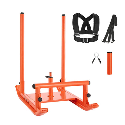Weight Sled, Steel Power Sled, Fitness Strength Training Sleds for Athletic Exercise Speed Improvement, Workout Fitness Equipment with Handle, Compatible with 25/51 mm Weight Plates, Orange