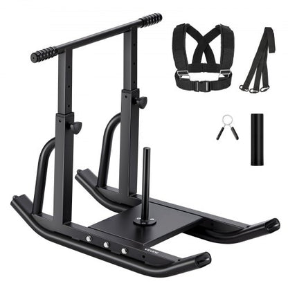 Weight Sled, Steel Power Sled, Fitness Training Sleds for Athletic Exercise Speed Improvement, Workout Equipment with Adjustable Height Handle, Compatible with 25/51 mm Weight Plates, Black