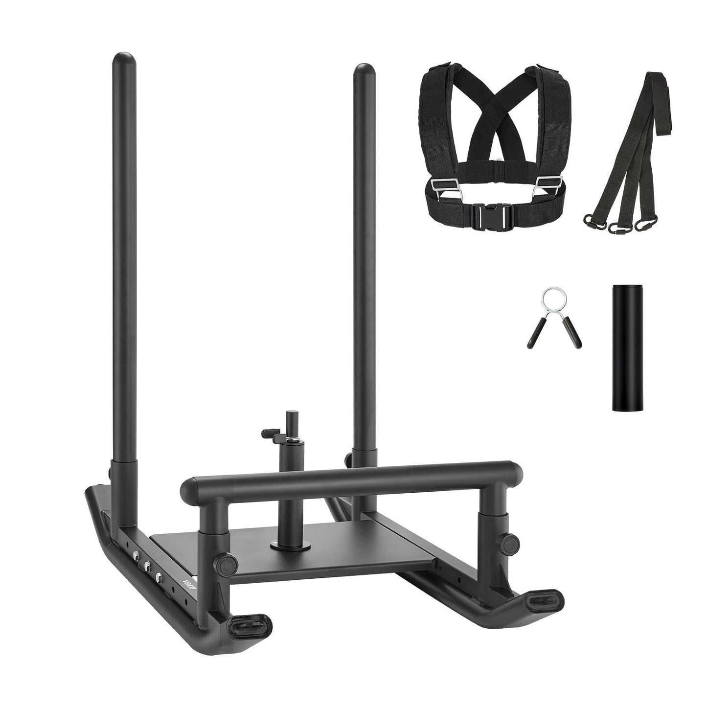 Weight Sled, Steel Power Sled, Fitness Strength Training Sleds for Athletic Exercise Speed Improvement, Workout Fitness Equipment with Handle, Compatible with 25/51 mm Weight Plates, Black