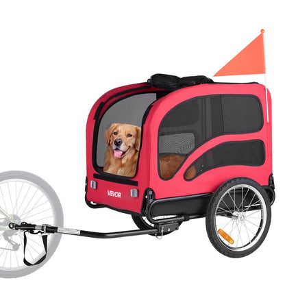 Dog Bike Trailer, Supports up to 45 kg, Pet Cart Bicycle Carrier for Small & Large Dogs, Easy Folding Frame with Quick Release Wheel, Universal Bicycle Coupler, Reflector, Flag, Internal Leash