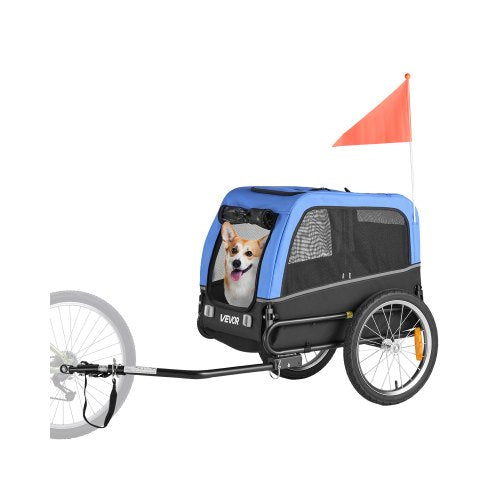 Dog Bike Trailer, Supports up to 30 kg, Pet Cart Bicycle Carrier for Small & Medium Dogs, Easy Folding Frame with Quick Release Wheel, Universal Bicycle Coupler, Reflector, Flag, Internal Leash