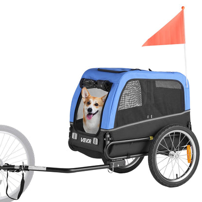Dog Bike Trailer, Supports up to 30 kg, Pet Cart Bicycle Carrier for Small & Medium Dogs, Easy Folding Frame with Quick Release Wheel, Universal Bicycle Coupler, Reflector, Flag, Internal Leash