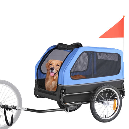Dog Bike Trailer, Supports up to 40 kg, Pet Cart Bicycle Carrier for Small & Large Dogs, Easy Folding Frame with Quick Release Wheel, Universal Bicycle Coupler, Reflector, Flag, Internal Leash