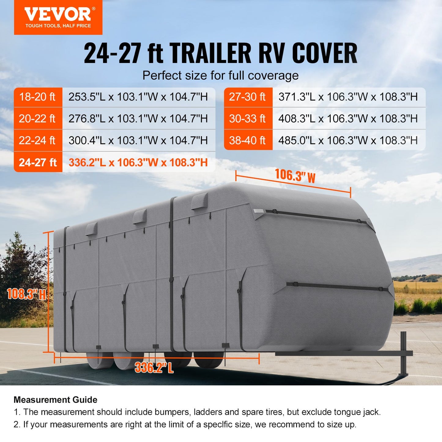 Trailer Travel RV Cover 731.5-823 cm Class A Camper Cover Non-Woven Fabric
