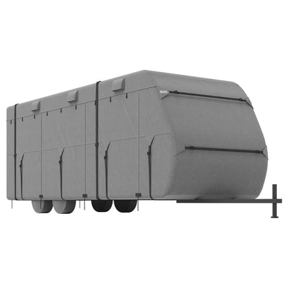 Travel Trailer Cover, 20-22 ft RV Cover, 4-Layer Non-Woven Fabric Camper Cover, Waterproof, Windproof and Rip-Stop Class A RV Cover, with Storage Bag, Repair Patches, Straps and Tire Covers