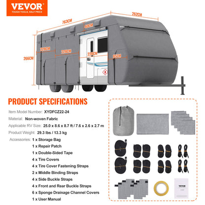 Trailer Travel RV Cover 671.6-731.5 cm Class A Camper Cover Non-Woven Fabric