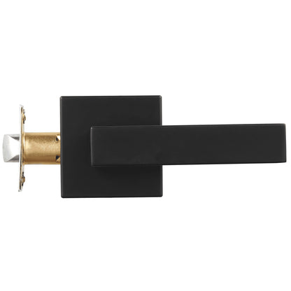 Passage Door Handle, 6 Pack Matte Black Door Lever, Left or Right Handing Reversible Lever Non-Locking, 45° Rotation to Open, Universal Square Interior for Hallways, Closets, Meeting Spaces