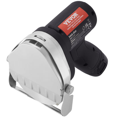 Electric Shawarma Knife, 80W Cordless Battery Professional Turkish Knife, Commercial Stainless Steel Gyro Cutter, Doner Kebab Meat Slicer with 2 Blades, Φ4"/100mm, 0-8mm Adjustable Thickness