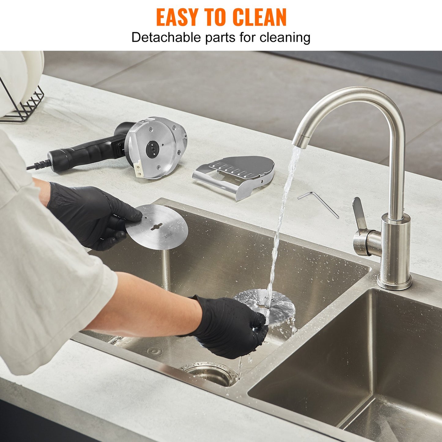 Electric Shawarma Knife, 80W Professional Turkish Kebab Knife, Commercial Stainless Steel Gyro Cutter, Doner Kebab Meat Slicer with 2 Blades, Φ4"/100mm Blade Diameter, 0-8mm Adjustable Thickness