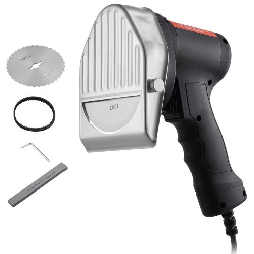 Electric Shawarma Knife, 80W Professional Turkish Kebab Knife, Commercial Stainless Steel Gyro Cutter, Doner Kebab Meat Slicer with 2 Blades, Φ4"/100mm Blade Diameter, 0-8mm Adjustable Thickness