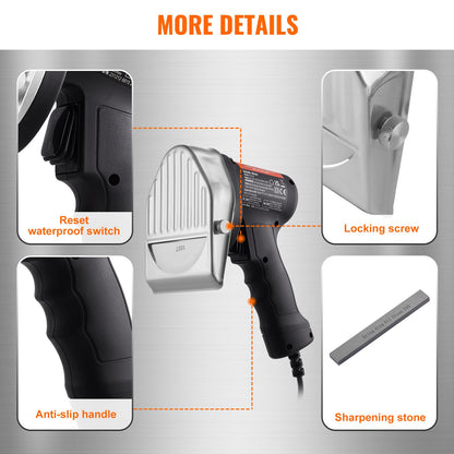 Electric Shawarma Knife, 80W Professional Turkish Kebab Knife, Commercial Stainless Steel Gyro Cutter, Doner Kebab Meat Slicer with 2 Blades, Φ4"/100mm Blade Diameter, 0-8mm Adjustable Thickness