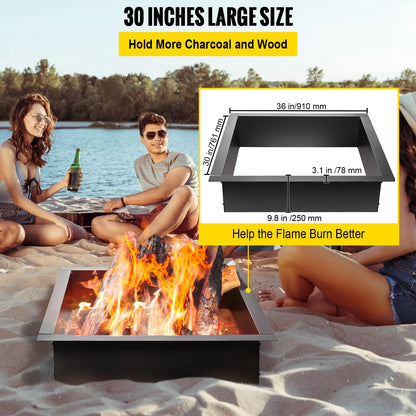 Fire Pit Ring, 36-Inch Outer/30-Inch Inner Diameter Fire Pit Insert,1.5 mm Thickness Fire Ring, DIY Steel Ring with Tongs In-Ground Fire Pit Liner for Outdoor, Patio, Backyard