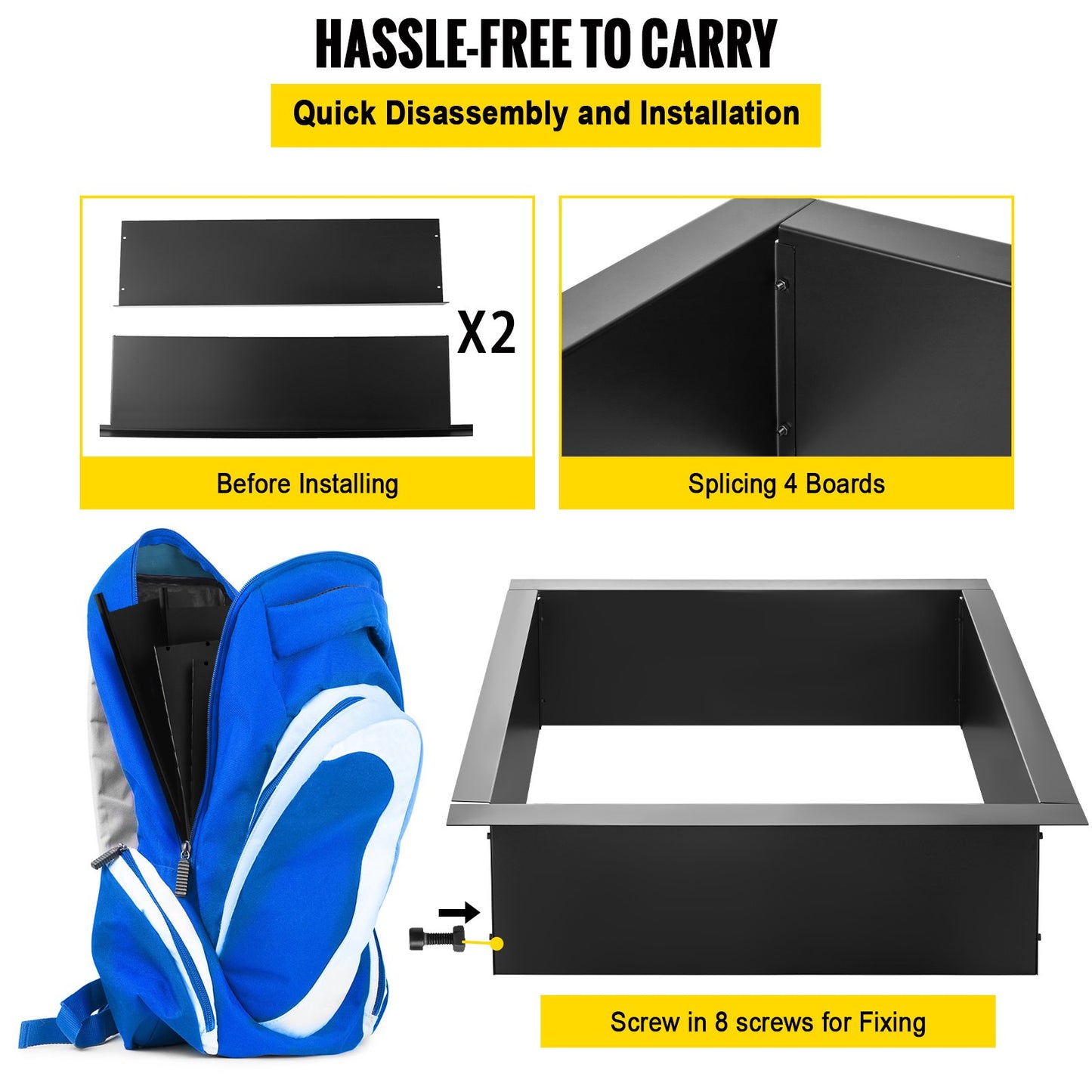 Fire Pit Ring, 36-Inch Outer/30-Inch Inner Diameter Fire Pit Insert,1.5 mm Thickness Fire Ring, DIY Steel Ring with Tongs In-Ground Fire Pit Liner for Outdoor, Patio, Backyard