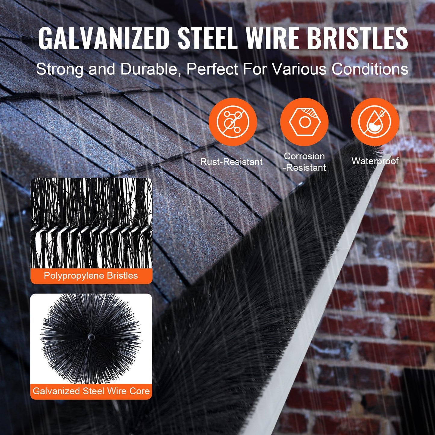 Gutter Brush, 60 Feet Total Length 5.25 inch Diameter Gutter Cleaning Tools, Ground-Level Gutter Brush Leaf Guard for 5 Inch Gutters, Easily Clear roof Leaves and Debris, 20 Pack