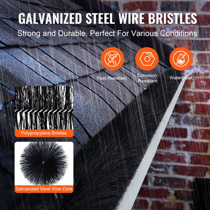 Gutter Brush, 60 Feet Total Length 5.25 inch Diameter Gutter Cleaning Tools, Ground-Level Gutter Brush Leaf Guard for 5 Inch Gutters, Easily Clear roof Leaves and Debris, 20 Pack