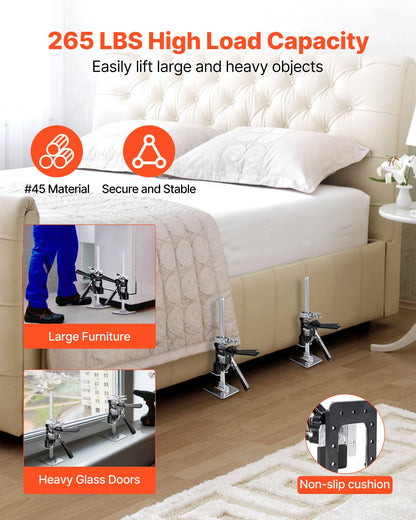 Arbeitssparender Armheber, 2 Stück, 200 kg Tragkraft, Hubhöhe bis zu 165 mm, Metall-Handheber mit Magnetwasserwaage, 2 Einstellmodi, für Türen, Fenster, Möbel, Holzbearbeitung, Schwarz