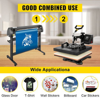 5 In1 Heat Press 38.1 x 38.1 cm Transfer Cap 134.6 cm Vinyl Cutter Plotter Cutting 3 Blades