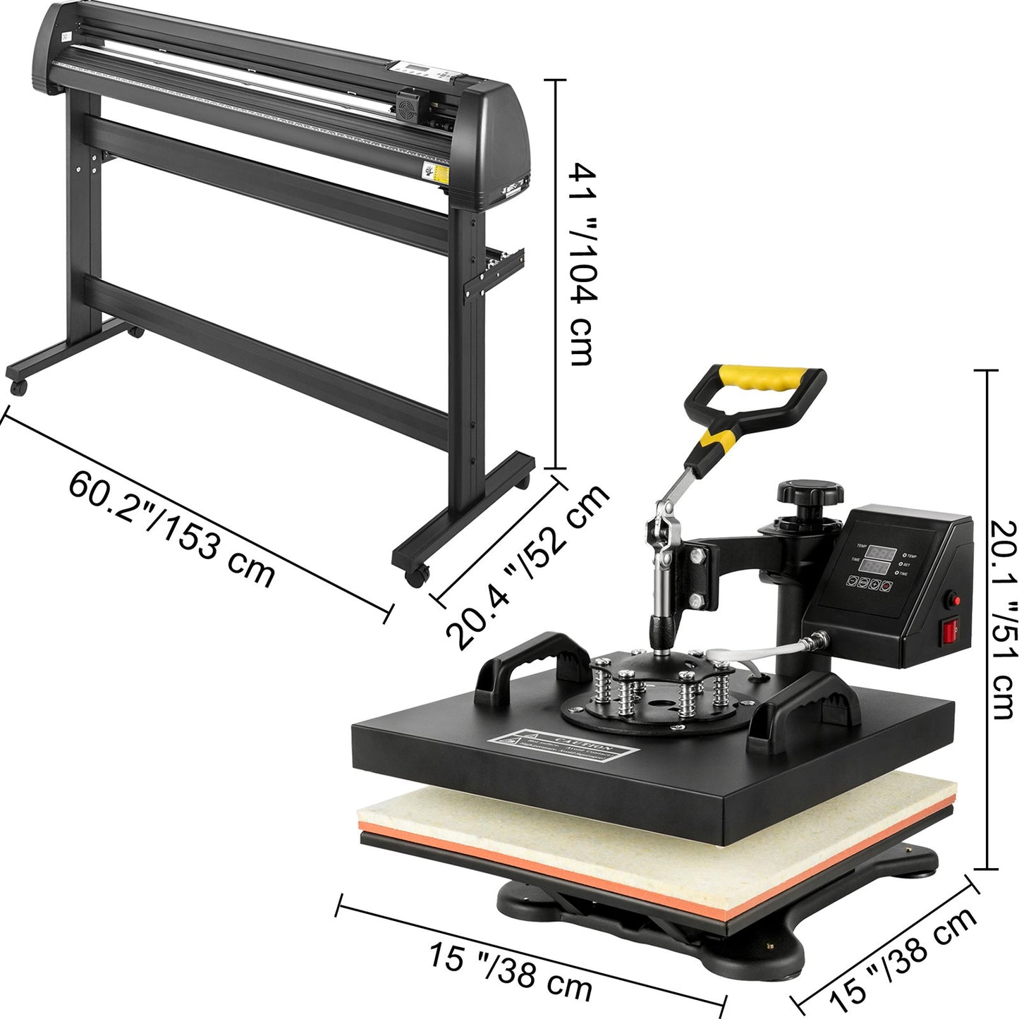 5 In1 Heat Press 38.1 x 38.1 cm Transfer Cap 134.6 cm Vinyl Cutter Plotter Cutting 3 Blades
