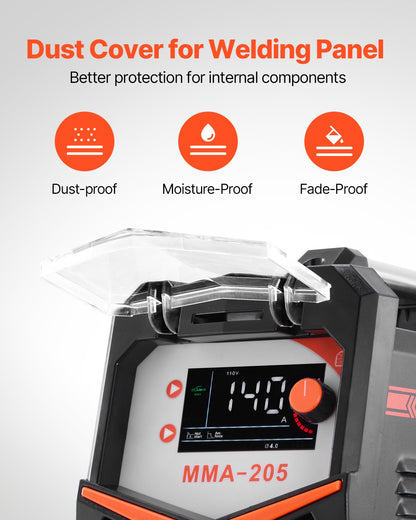 MMA Welder, 205A 2-in-1 MMA Lift TIG Stick Welding Machine, IGBT Inverter Portable Welder Machine with Digital Display, Hot Start Arc Force Anti-Stick (Lift Torch Not Included)