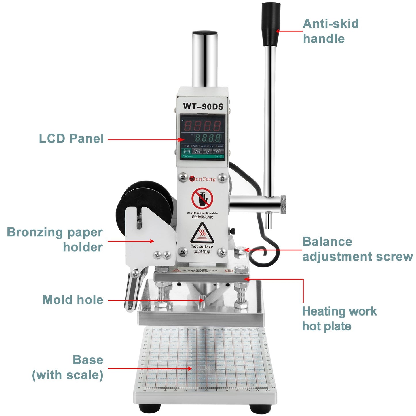 10x13cm Hot Foil Stamping Machine Leather Embossing Machine Bronzing Machine Hot Stamping Machine with Positioning Slider for PVC Leather Pu and Paper (10x13cm)