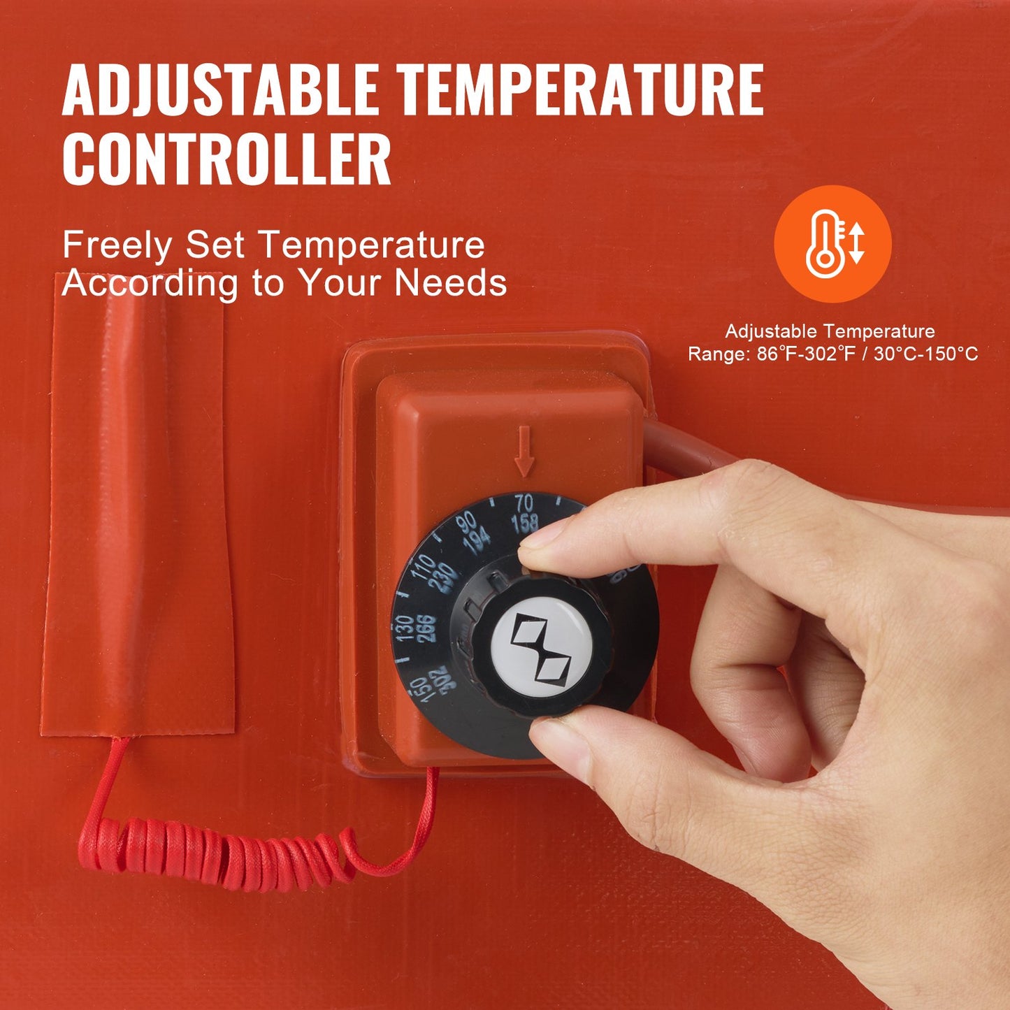 208,2-Liter-Metallfassheizung, 1200 Watt, 25,4 cm Breite, 30–150 °C einstellbar