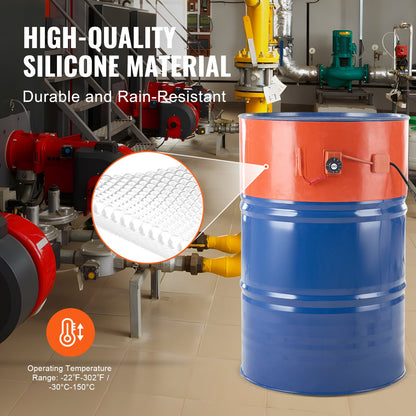 208,2-Liter-Metallfassheizung, 1200 Watt, 25,4 cm Breite, 30–150 °C einstellbar