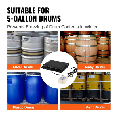 18.93 L Metal Drum Heater 250W 0-63°C Adjustable w/ Independent Thermostat