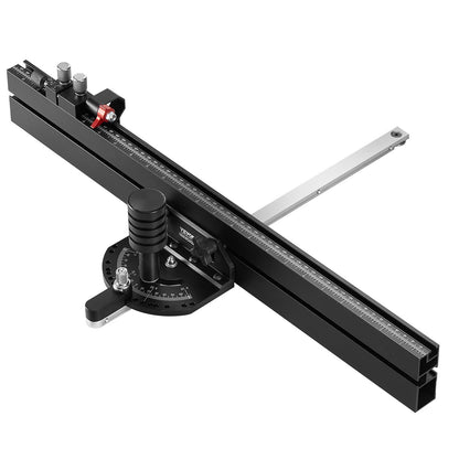 Precision Miter Gauge, Standard Slot 19 x 9.5 mm, Aluminum Alloy Table Saw Miter Gauge with 61 cm Grating 15 Angle Stops Adjustable Spring Loaded Plunger and Removable Disc, for Woodworking