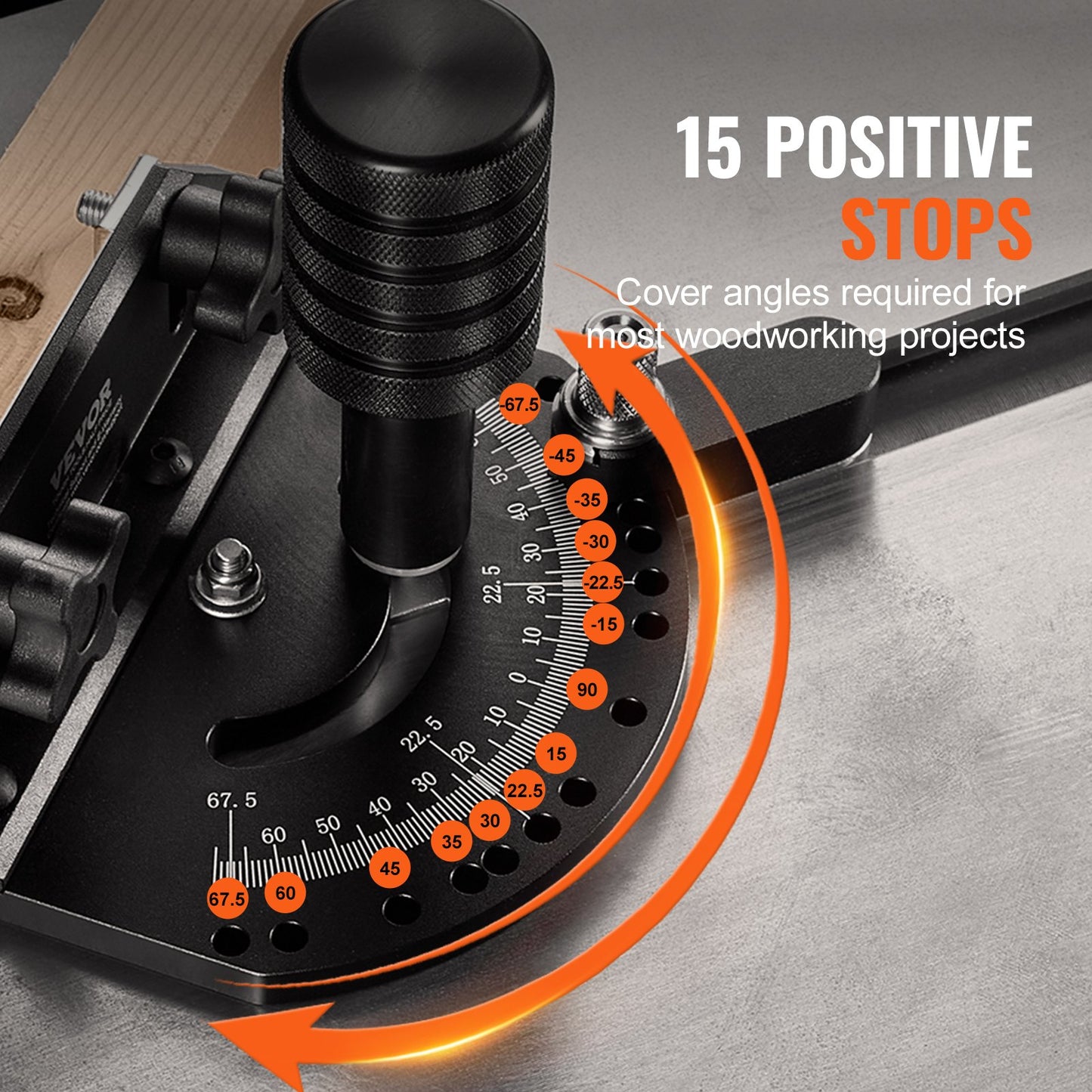 Precision Miter Gauge, Standard Slot 19 x 9.5 mm, Aluminum Alloy Table Saw Miter Gauge with 45.7 cm Grating 15 Angle Stops Adjustable Spring Loaded Plunger and Removable Disc, for Woodworking