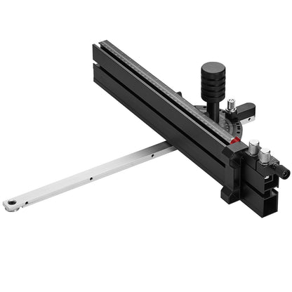 Precision Miter Gauge, Standard Slot 19 x 9.5 mm, Aluminum Alloy Table Saw Miter Gauge with 45.7 cm Grating 15 Angle Stops Adjustable Spring Loaded Plunger and Removable Disc, for Woodworking