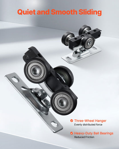 Bypass Door Hardware, 6ft Heavy Duty Bypass Sliding Door Hardware Kit, Aluminum Alloy Sliding Closet Door Hardware Set for 2 Door System, Fit Door Thickness 1 3/8 " - 1 3/4", Easy to Install