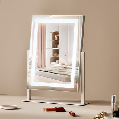 Vanity Mirror with Lights, Three Color Lighting Modes, Lighted Makeup LED Mirror, and 5X Magnification Mirror, Smart Touch Control, 360°Rotation (16.1x11.8 in, White)