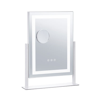 Vanity Mirror with Lights, Three Color Lighting Modes, Lighted Makeup LED Mirror, and 5X Magnification Mirror, Smart Touch Control, 360°Rotation (16.1x11.8 in, White)