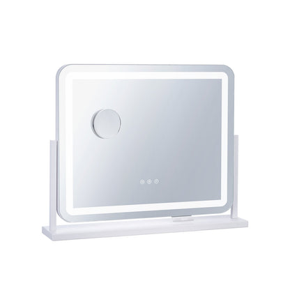 Vanity Mirror with Lights, Three Color Lighting Modes, Lighted Makeup LED Mirror, and 5X Magnification,USB Port, Smart Touch Control, 360°Rotation (21.7x17.7 in, White)