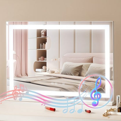 Lighted Makeup Mirror 3 Color w/ Bluetooth USB Desktop Wall-mount 55.1 cm