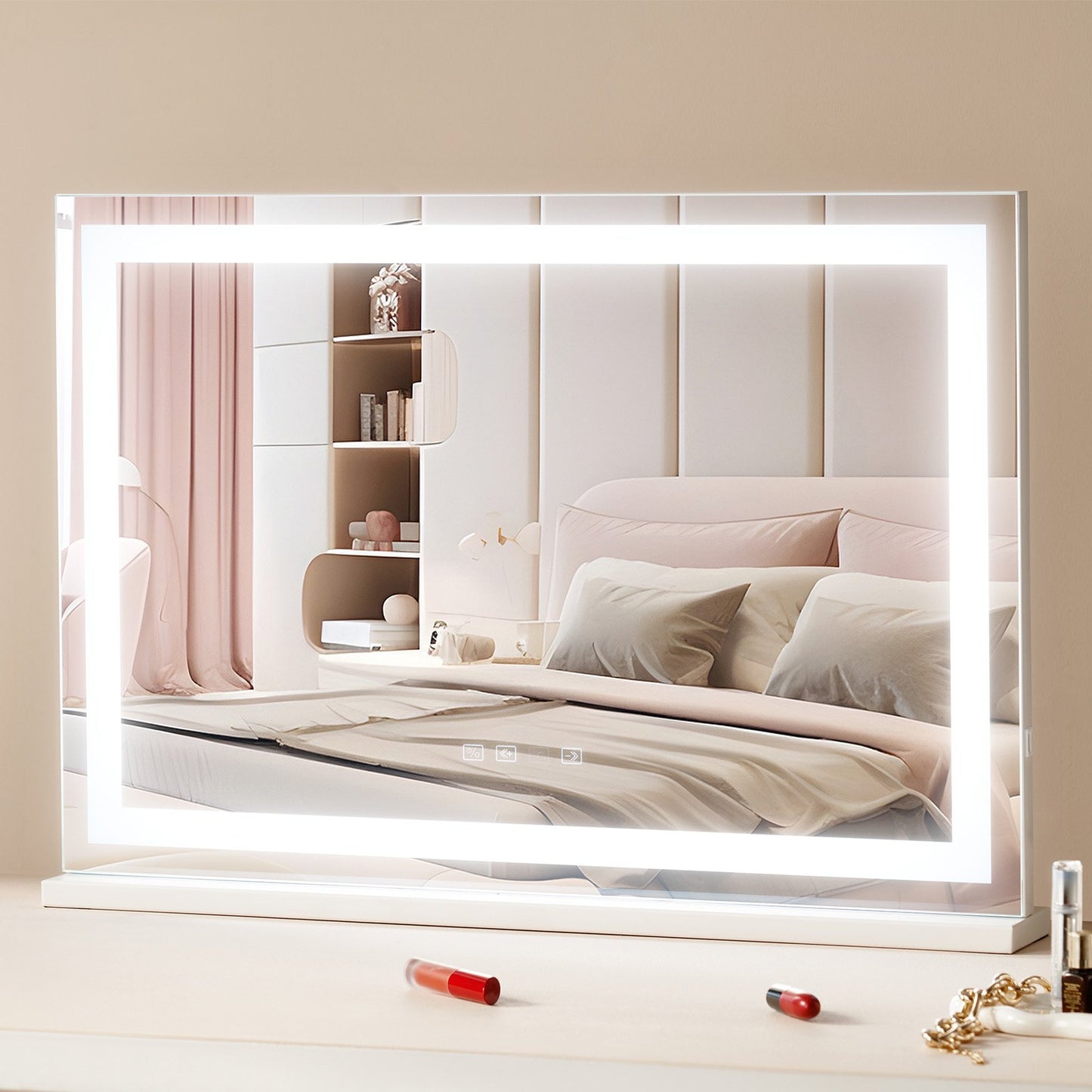 Lighted Makeup Mirror 3 Color w/ Bluetooth USB Desktop Wall-mount 55.1 cm