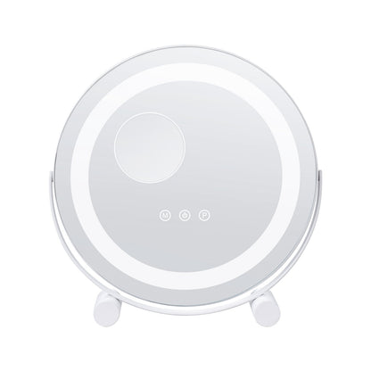 12” Vanity Mirror With Lights, LED Makeup Mirror 3 Color Lighting Modes, with 5X Magnification Mirror, Smart Touch Control, 360°Rotation,Round Lighted Makeup Mirror for Bedroom Tabletop (White)