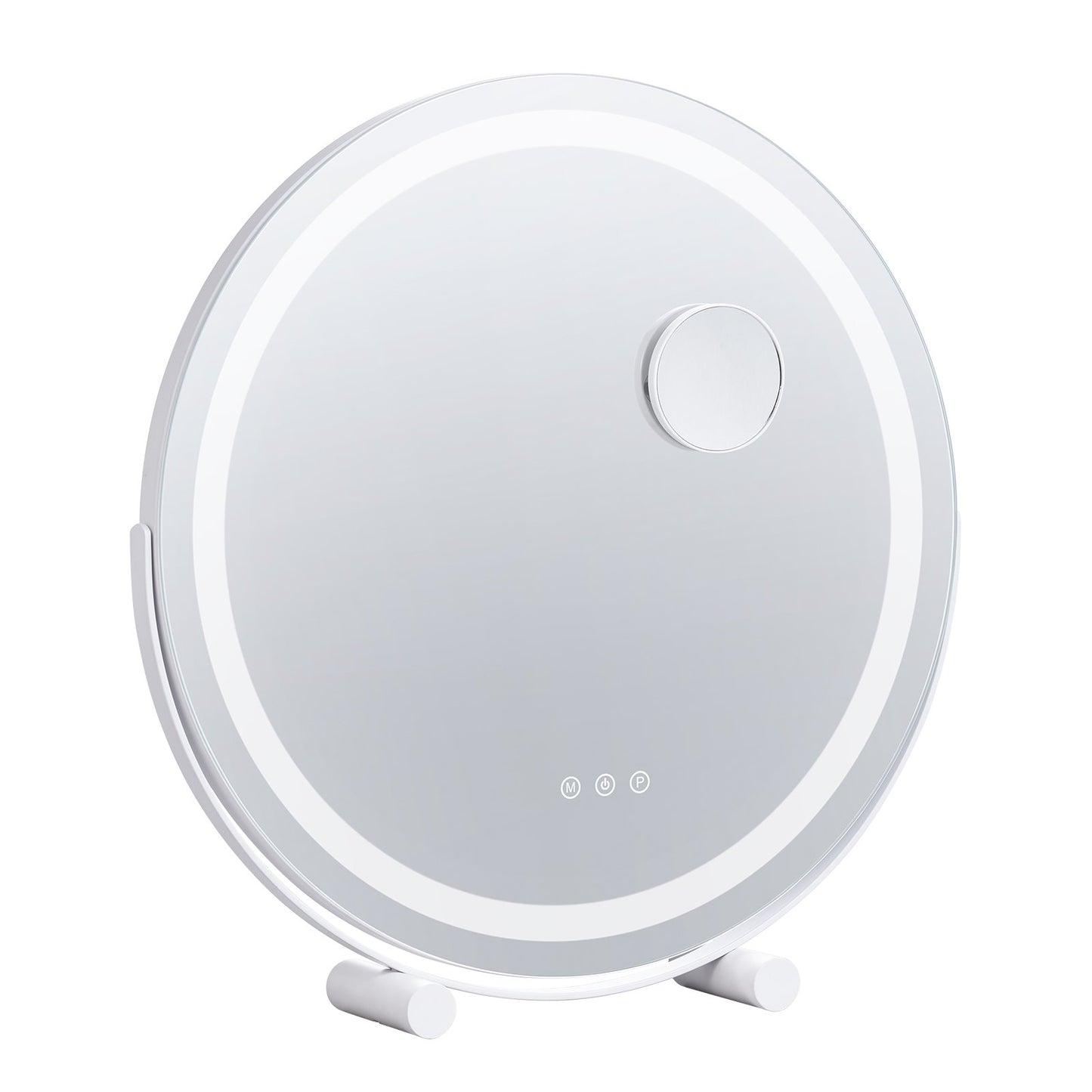 20” Vanity Mirror With Lights, LED Makeup Mirror 3 Color Lighting Modes, with 5X Magnification Mirror, Smart Touch Control, 360°Rotation,Round Lighted Makeup Mirror for Bedroom Tabletop (White)