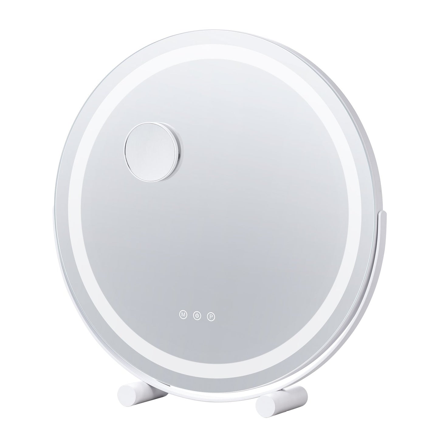 20” Vanity Mirror With Lights, LED Makeup Mirror 3 Color Lighting Modes, with 5X Magnification Mirror, Smart Touch Control, 360°Rotation,Round Lighted Makeup Mirror for Bedroom Tabletop (White)