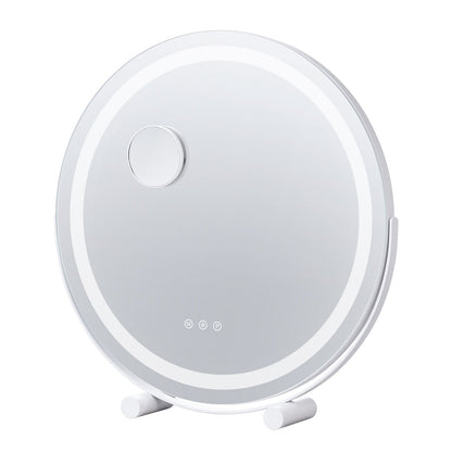 20” Vanity Mirror With Lights, LED Makeup Mirror 3 Color Lighting Modes, with 5X Magnification Mirror, Smart Touch Control, 360°Rotation,Round Lighted Makeup Mirror for Bedroom Tabletop (White)